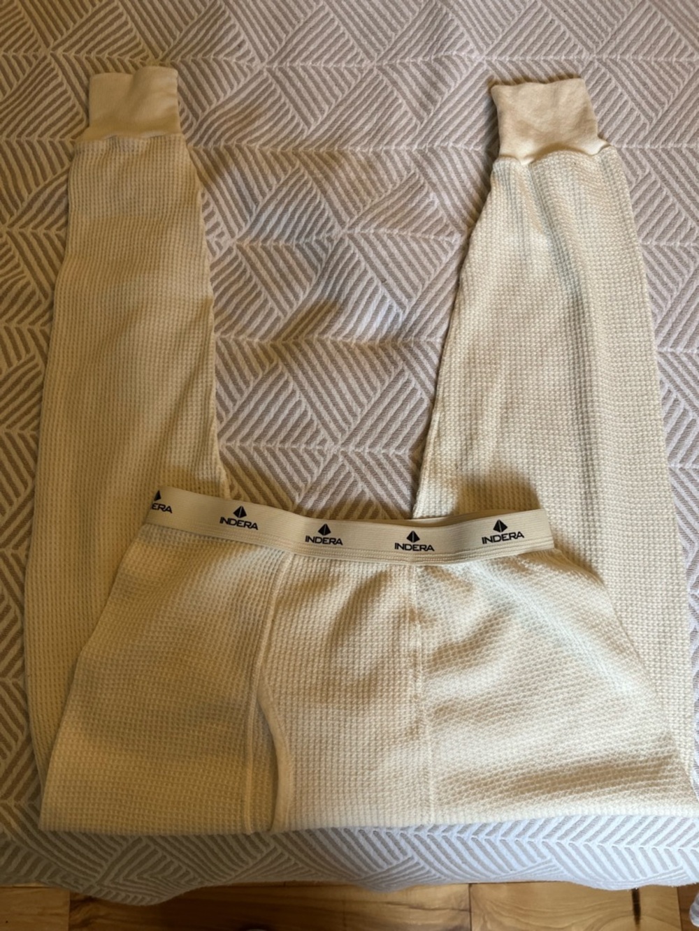 Indera Cream Waffle-Knit Thermal Long Johns